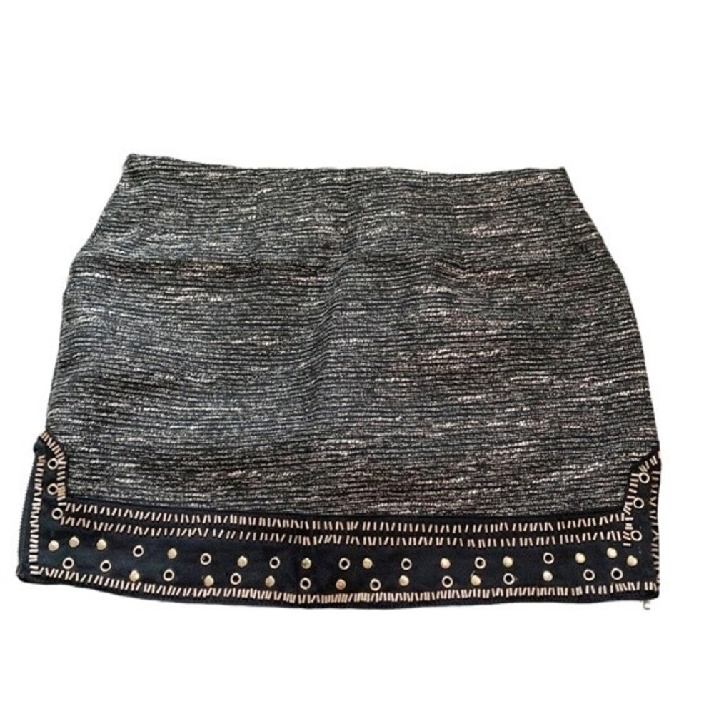 NWOT English Rose Tweed Silver Gold Mini Skirt Size S Women